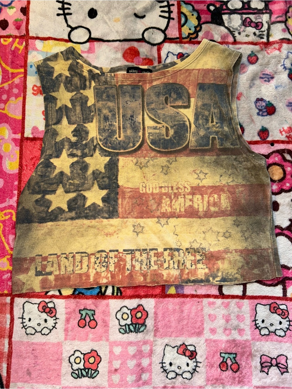 USA Flag Graphic cropped Tank Top - Large